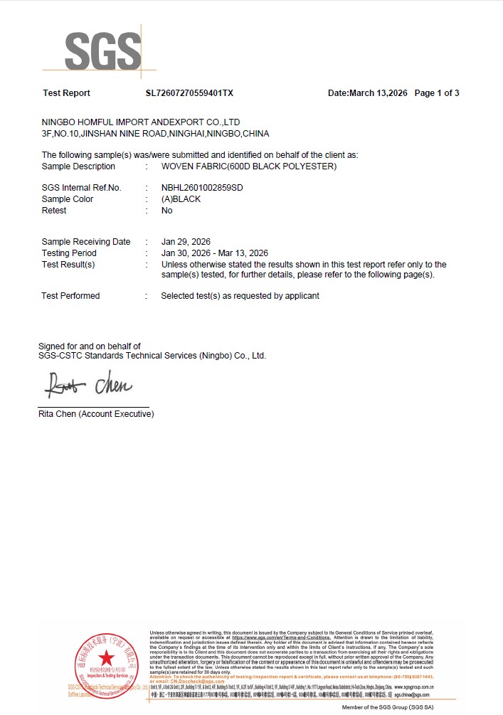 SGS Polyester Fabric Test Report